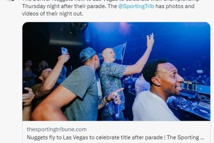 Media person: The Nuggets flew to Las Vegas to continue celebrating on the same day after the victory parade.