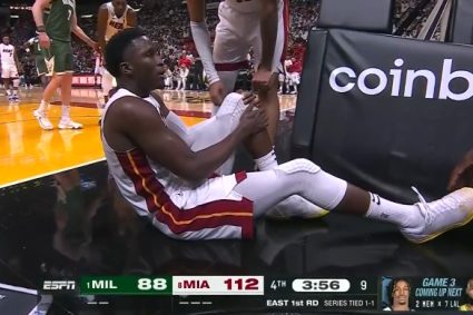 Bad luck! Oladipo jump, slip, hold the left knee, quilt rack